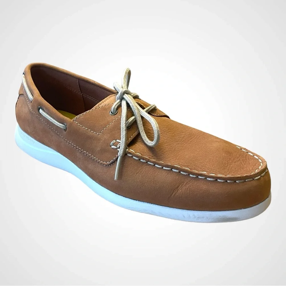 COLE HAAN Grand Atlantic Boat Shoe SIZE 10 MEDIUM Cognac